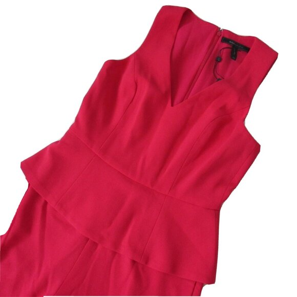 NWT BCBG MaxAzria Cerys in Lipstick Red Crepe Slim Leg Peplum Jumpsuit 2 x 30 ½ - Picture 6 of 8